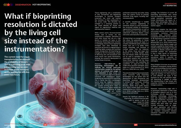 What if bioprinting resolution is dictated by the living cell size instead of the instrumentation?